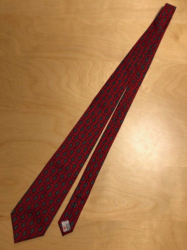 Men's Turnbull & Asser Red Paisley Print Silk Tie-56"L x 3.5"W-Made in England - Picture 3 of 7