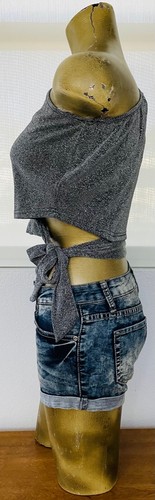 Neu mit Etikett silber Stretch UNI ÄRMEL bauchfreies Oberteil M - Bild 9 von 12