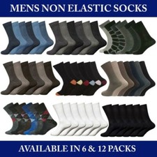 6 12 Pairs Mens Non Elastic Diabetic Socks Loose Soft Grip Top Adults UK 6-11