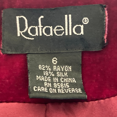 Rafaella Velvet Jacket Womens 6 Burgundy Blazer Feminine Y2K Retro Whimsigoth - Picture 10 of 17