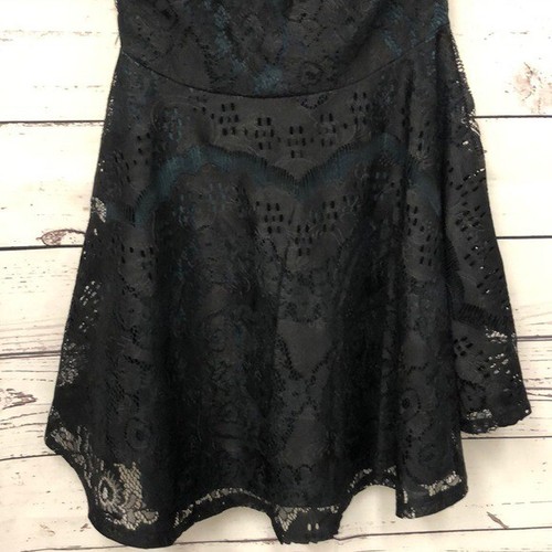 Charlotte Russe night hunter Green Black trimmed lace skater Dress Sz M Medium - Picture 5 of 8