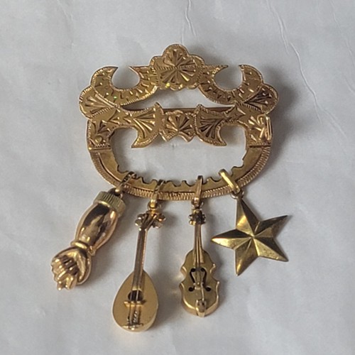 Spilla porta ciondolo aperto chiave oro 14 kt vittoriana carina - Foto 10 di 11
