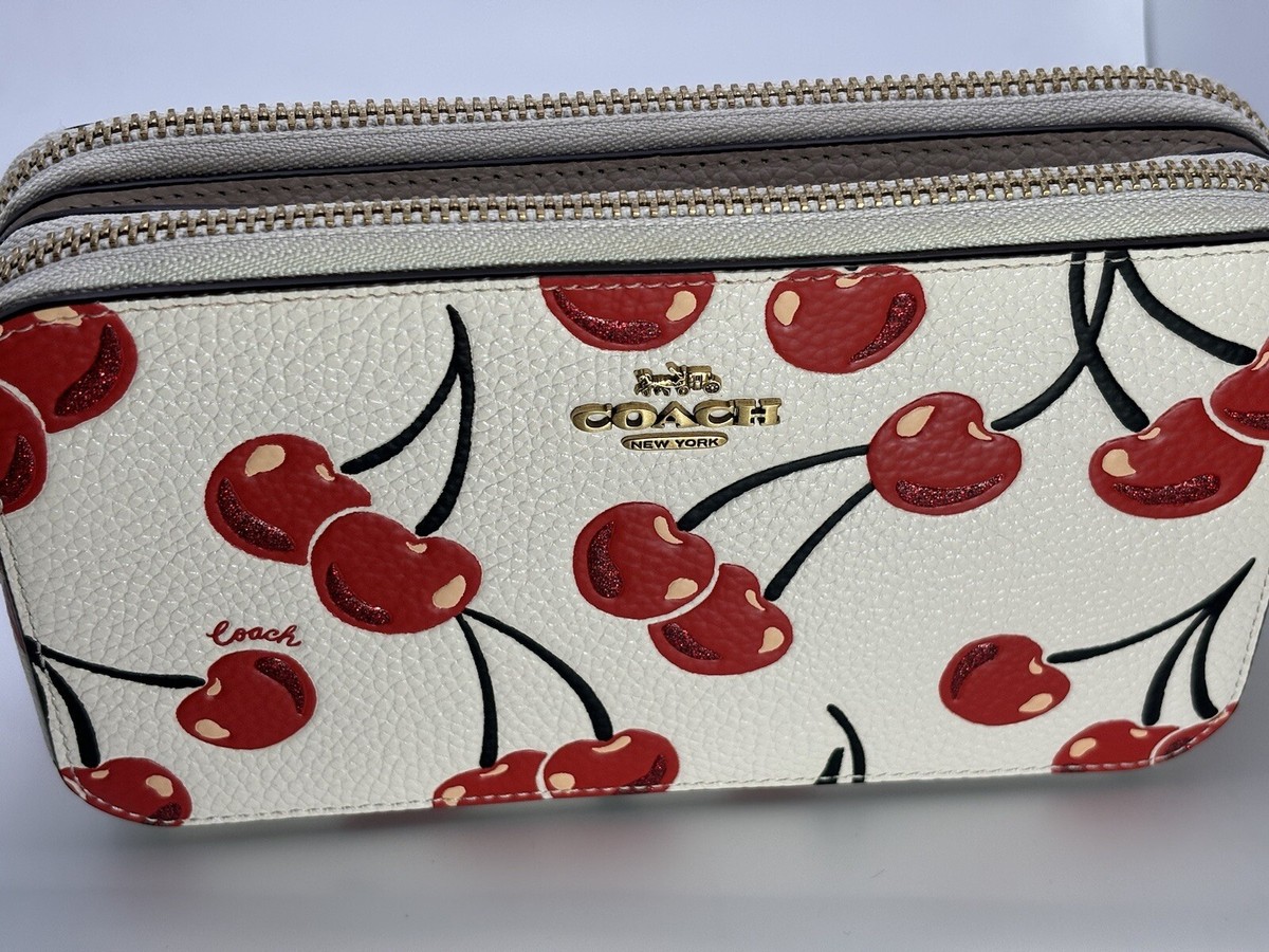 NWT COACH KIRA PEBBLED LEATHER CROSSBODY CHALK BAG W/ CHERRY RED