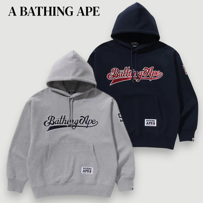 【A BATHING APE】BASEBALL LOGO RELAXED FIT PULLOVER HOODIE BAPE A BATHING APE BASEBALL LOGO RELAXED FIT PULLOVER HOODIE