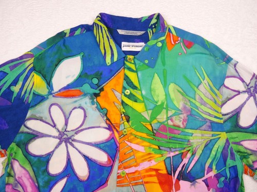 Jams World Mens Shirt Size XL Multicolor Floral Button Up Japanese Rayon Pocket - Picture 3 of 16