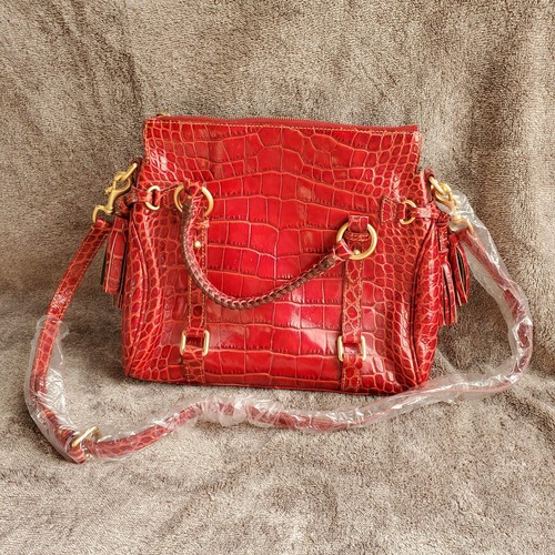 Borsa a mano rossa Dooney & Bourke Croco Fino nuova WOT con cinturino - Foto 3 di 10