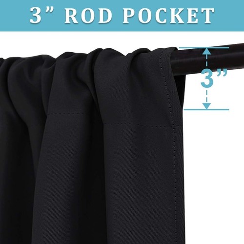 Rod Pocket Blackout Curtains 63" Long - 2 Panels for Bedroom & Living Room - Picture 4 of 11