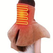 NNETM USB Heated Neck Massage Pad with 3-Level Temperature Control(Brown)