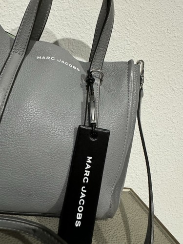 Bolso de Mano MARC JACOBS The Tag 21 Gris Roca Con Forro Aqua M0014439 ¡Raro! - Imagen 4 de 19