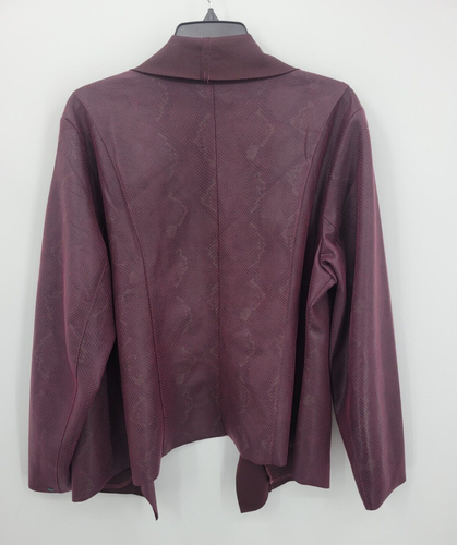 Catherine Malandrio Jacket Womens Plus 1X Maroon Waterfall Open Faux Leather - Picture 2 of 9