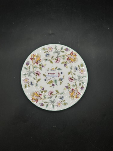 Minton Haddon Hall B1451, Floral Chintz, Green Trim: Bread Plate (s), 6 1/4"