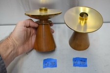 Nice Pair of Older 5 3/4" Brass  Wood Altar Church Candlesticks  CU710