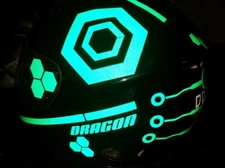 TRON STYLE HELMET STICKERS REFLECTIVE DECALS BE SEEN HI VIZ MOTORCYCLE HEXAGON n