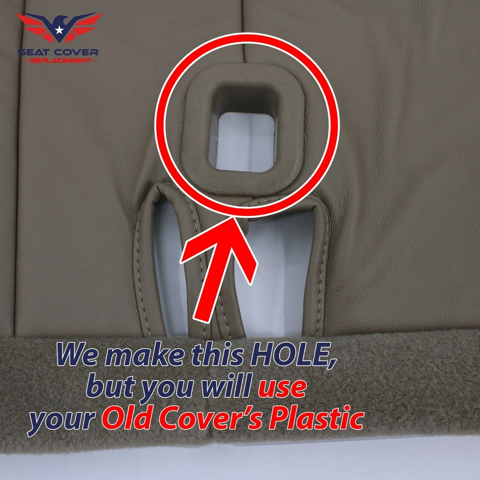 Cubiertas de asiento de cuero tostado banco dividido 60/40 Chevy Silverado y GMC Sierra 1995-1999 Foto 2 de 4