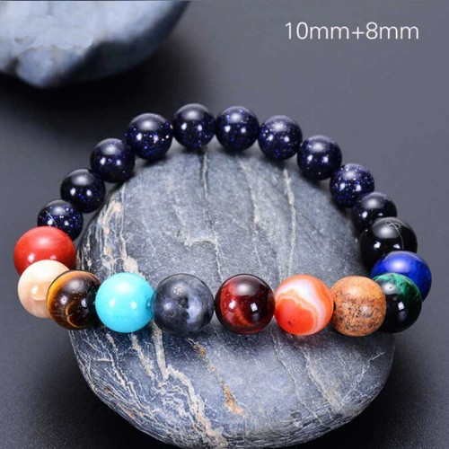 Planet Pearl Stone Chakra Yoga Galaxy Solar Bracelet Men Women Agate Lapis - Picture 6 of 6