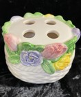 Mary Ann Baker Bathroom Otagari Ceramic Spring Floral 3 1/4” Toothbrush Holder