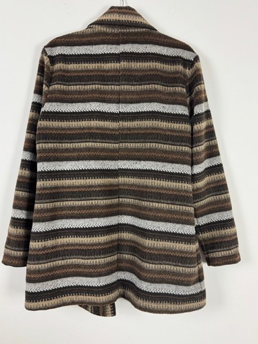 Mod-o-doc Wool Blend Stripe Brown Cardigan Size M - Picture 3 of 4