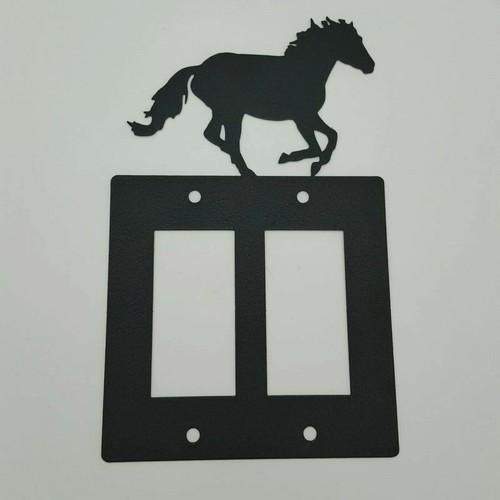 Horse Mustang Black Outlet Covers Switch Plates Toggle Country Western Cabin - Picture 6 of 19
