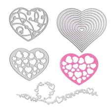 4 Pieces Love Heart Cutting Dies Metal Template Molds Valentine's Day Multi-S...
