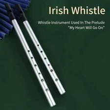 Silver Irish Tin Whistle Flute C/D Key | 6-Hole Penny Whistle for Celtic Music