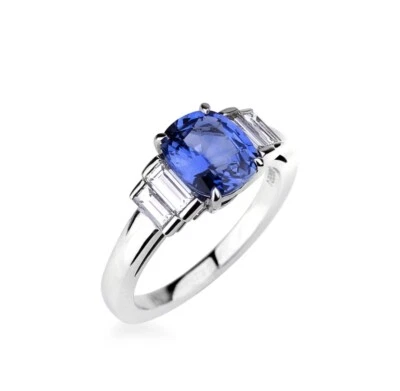 ♛ ♛ EXCEPTIONNELLE BAGUE JOAILLIÈRE SAPHIR DE CEYLON OR BLANC 18K 750 4150€ ♛ ♛ - Photo 1/4