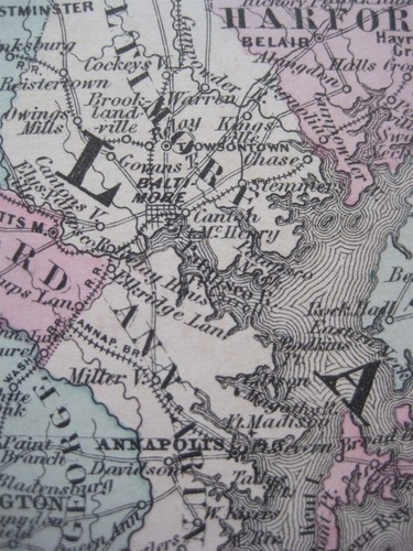 Original 1873 antike Karte Johnson's Virginia Delaware Maryland West Virginia - Bild 4 von 14