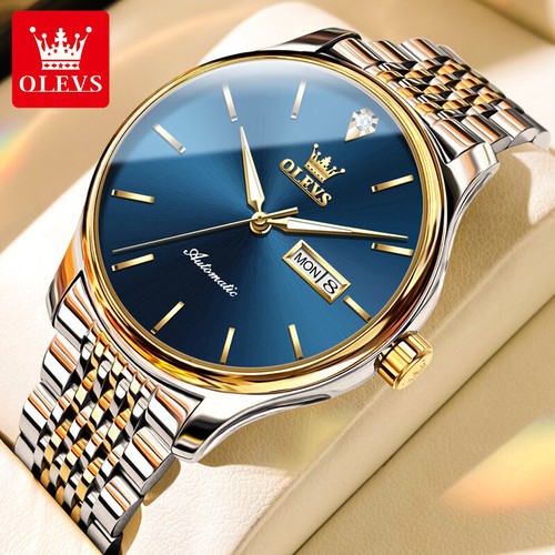 Relojes de pulsera mecánicos automáticos OLEVS para hombre de lujo impermeables con fecha comercial - Imagen 4 de 12