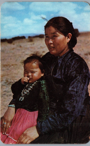 Postcard AZ Proud Navajo Mother & Daughter Painted Desert Vintage