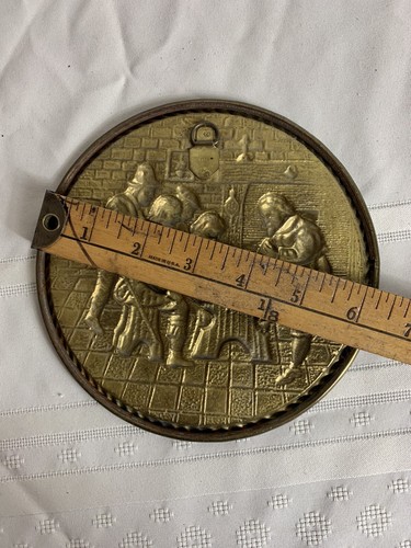 Gepresste Blech Wandkunst Platte Mitte des Jahrhunderts Kolonialdekor Vintage England Dekor Paar - Bild 7 von 10
