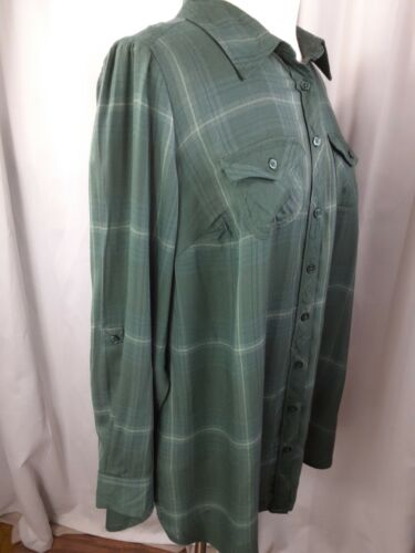 Style & Co Women Shirt Plus Green Plaid Utility Long Sleeve Top Bust 48" Size 0X - Picture 5 of 12