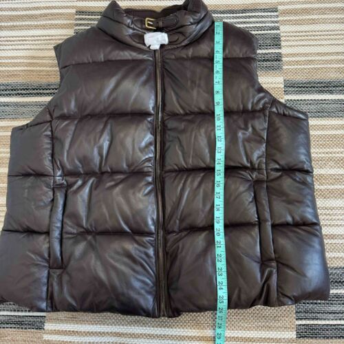 Lauren Ralph Lauren Women's Quilted 100% Lamb Leather Puffer Vest Brown Size 22W - Picture 13 of 13