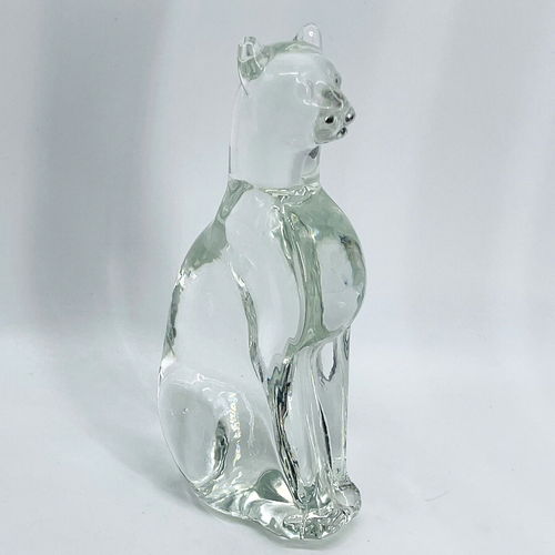 VINTATGE MCM CRYSTAL GLASS SITTING CHEETAH/PANTHER FIGURINE-ART DECO-RARE-HTF - Picture 1 of 13