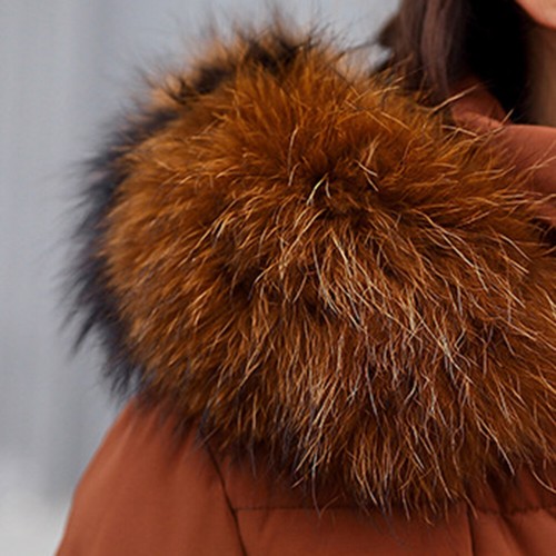 Cappotto Parka Donna Inverno Lungo Cotone Pelliccia Calda Collare Giacca Con Cappuccio Outwear - Foto 11 di 18