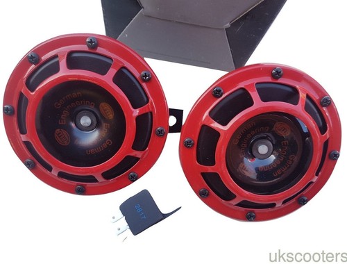 GENUINA HELLA RED PARRILLA FIRMA SUPERTONE DOBLE BOCINA DE COCHE DOBLE 118DB 12V - Imagen 2 de 2