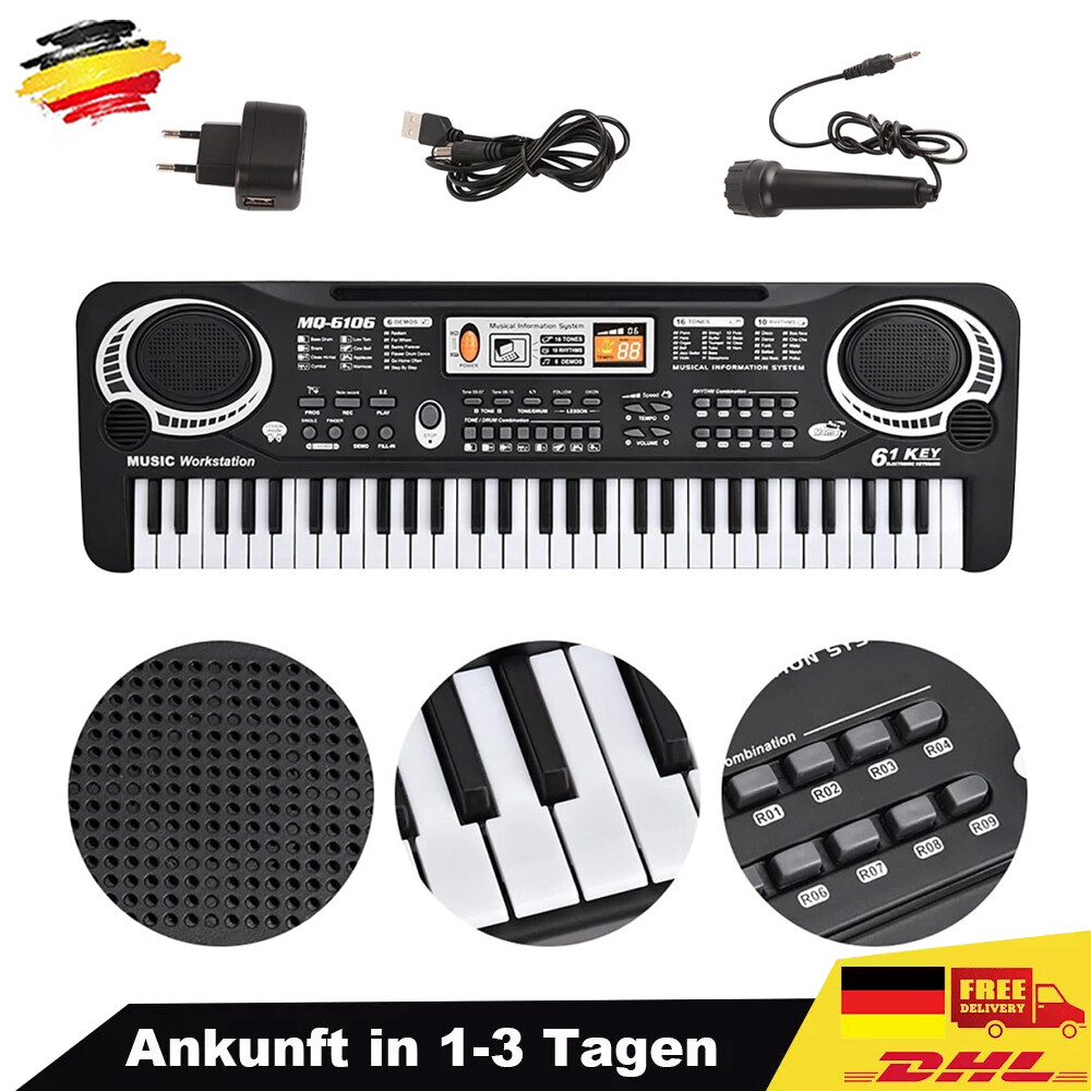 61 Key Keyboard Piano für Anfänger, Digital Piano mit Mikrofon Elektro Klavier