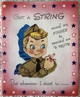 Unused Patriotic WWII WW2 Soldier String Military Vtg Greeting Card 1940s B