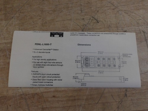 TURCK FDNL-L1600-T DEVICENET FIELDBUS MODULO, 16 IN STAZIONE, #424918G NUOVO CON SCATOLA - Foto 3 di 12