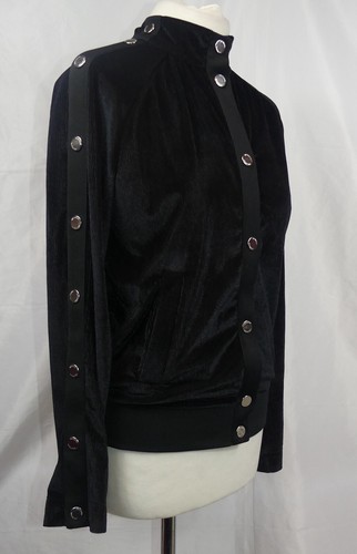 CHAQUETA BOMBER LOVE MOSCHINO NEGRA CON CORDÓN DE TERCIOPELO MANGA POPPER UK 8 - Imagen 3 de 11