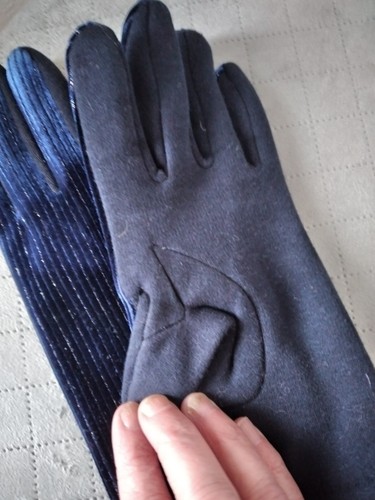 Elegante Samthandschuhe Dehnbar Mitternachtsblau Schangierend - Bild 5 von 10