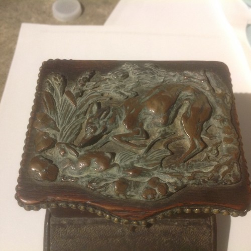  CASSAFORTE/SCATOLA ABBINATA LEGNO CON BRONZO scultura anni 1820 DA VEDERE WOW - Foto 2 di 12