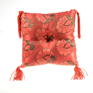 Poppy-Singing-Bowl-Pillow-Cushion-8in-Handmade-Red-Silk-Brocade-Nepal-A075-01