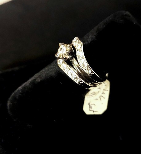 Ladies White Gold Plated CZ Engagement Wedding Ring Set Size 5 3/4 NWT - Picture 5 of 11