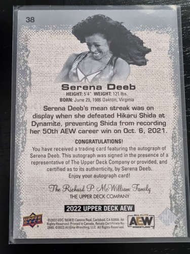 2022 AEW Serena Deeb PYRO AUTO 25/25 Trading Card Upper Deck #89833 - Picture 2 of 2