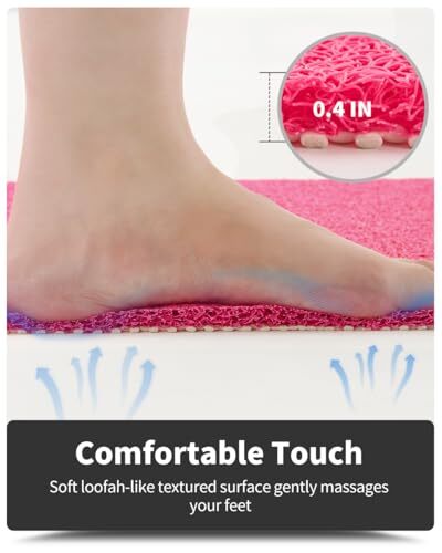 Non-Slip Bathtub Mat, 17x 30 Inch, Shower Mats for Bath Tub, PVC 17x30 Pink - Picture 3 of 6