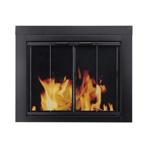 Pleasant Hearth Fireplace Clear Glass Bi Fold Door Black Finish