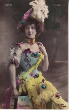 B107 French Beauty 1908 Glmaour Conty Alcazar d'Etre Glitter Novelty postcard