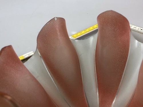 30er 40er Lampenschirm Ersatz Glas Art Deco Gestreift Orange / Weiß Antik  - Picture 9 of 10