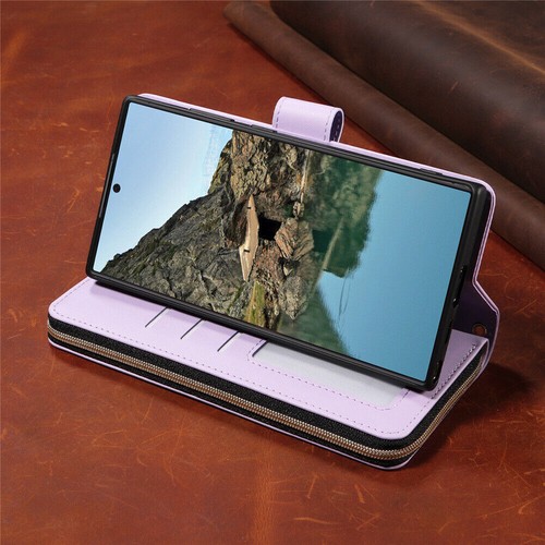 Leather Zipper Strap Card Wallet Phone Case For Samsung S24 S23 S22 Ultra S24 FE - Picture 15 of 104