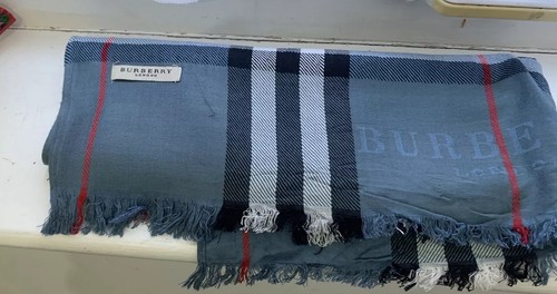 BURBERRY KLASSISCH GROSS BLAU GRAU KASCHMIR KARIERT NOVA KARIERT SEIDE VINTAGE WICKEL - Bild 9 von 13