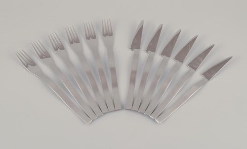 Gense, Suecia. Cubiertos de pescado para seis personas. Acero inoxidable - Imagen 2 de 9